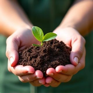 Échantillon de terre dans les mains d'un jardinier