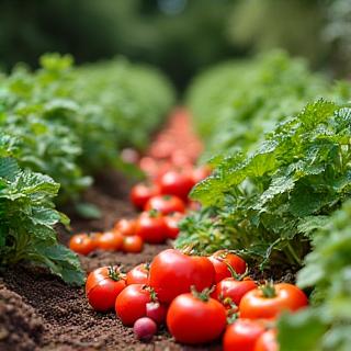 Potager bien organisé avec des légumes frais